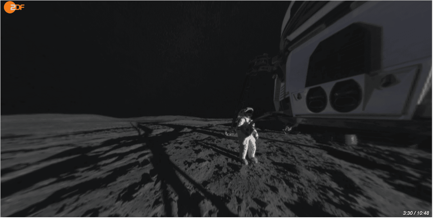 Screenshot from ZDF’s VR-piece „Journey to the Moon”.