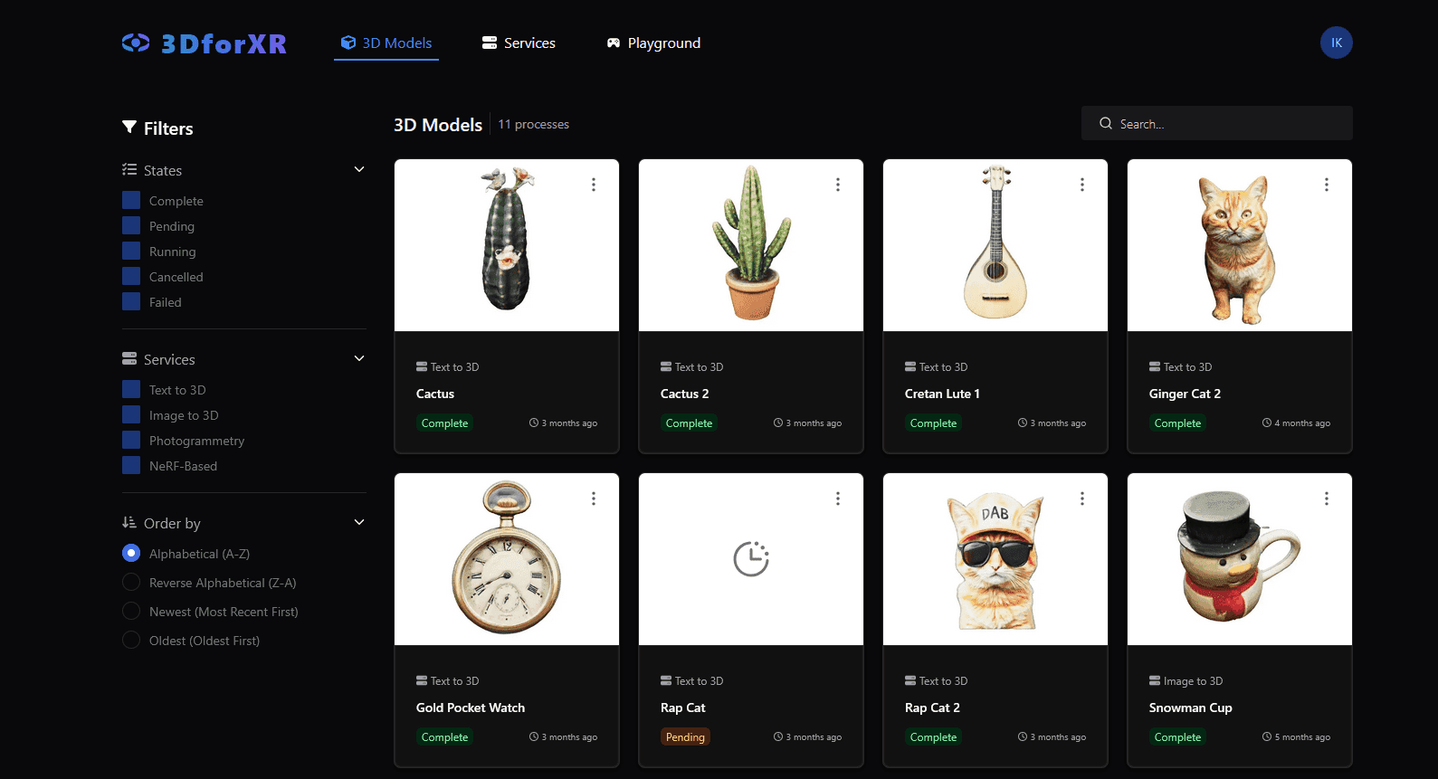 A selection of objects created with 3DforXR.