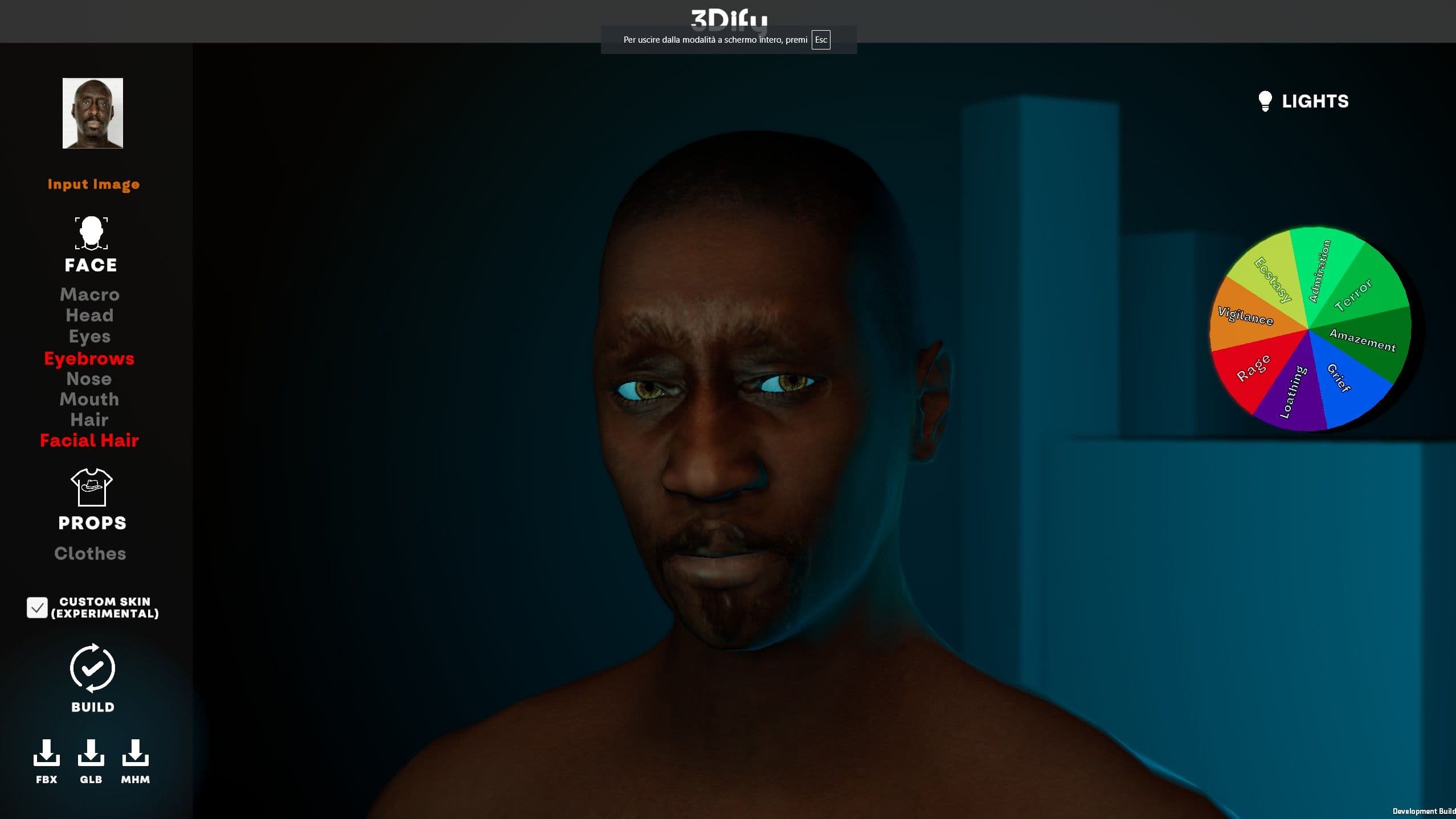 An avatar generated with 3Dify, based on a portrait/selfie.
