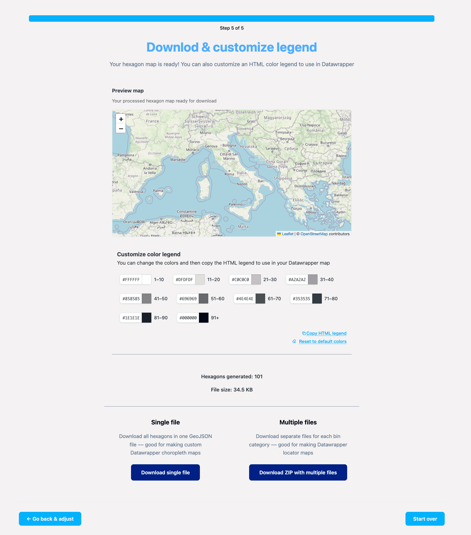The final screen of the vibe-coded & published tool, in a DW-like style.